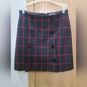 Loft plaid shiny button preppy mini skirt